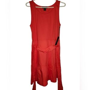 Tahari Vibrant Orange Sleeveless Midi Dress